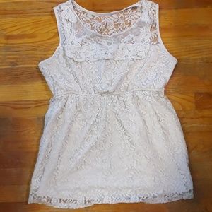 White lace maternity tank top